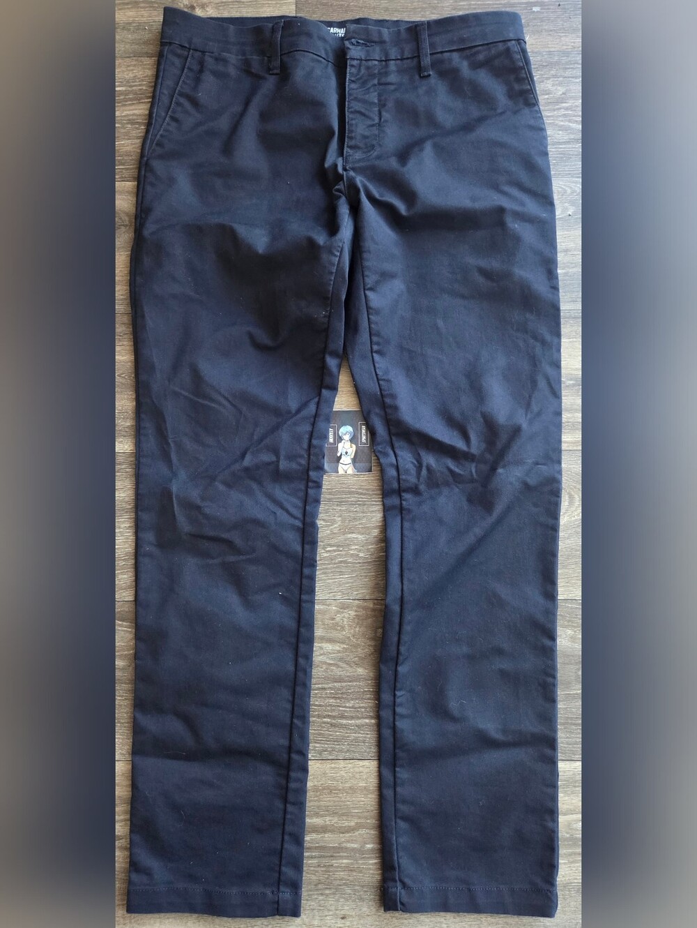 Carhartt WIP Sid Chino Cotton Slim Pants Tapered Stretch Twill Navy Size 34x32